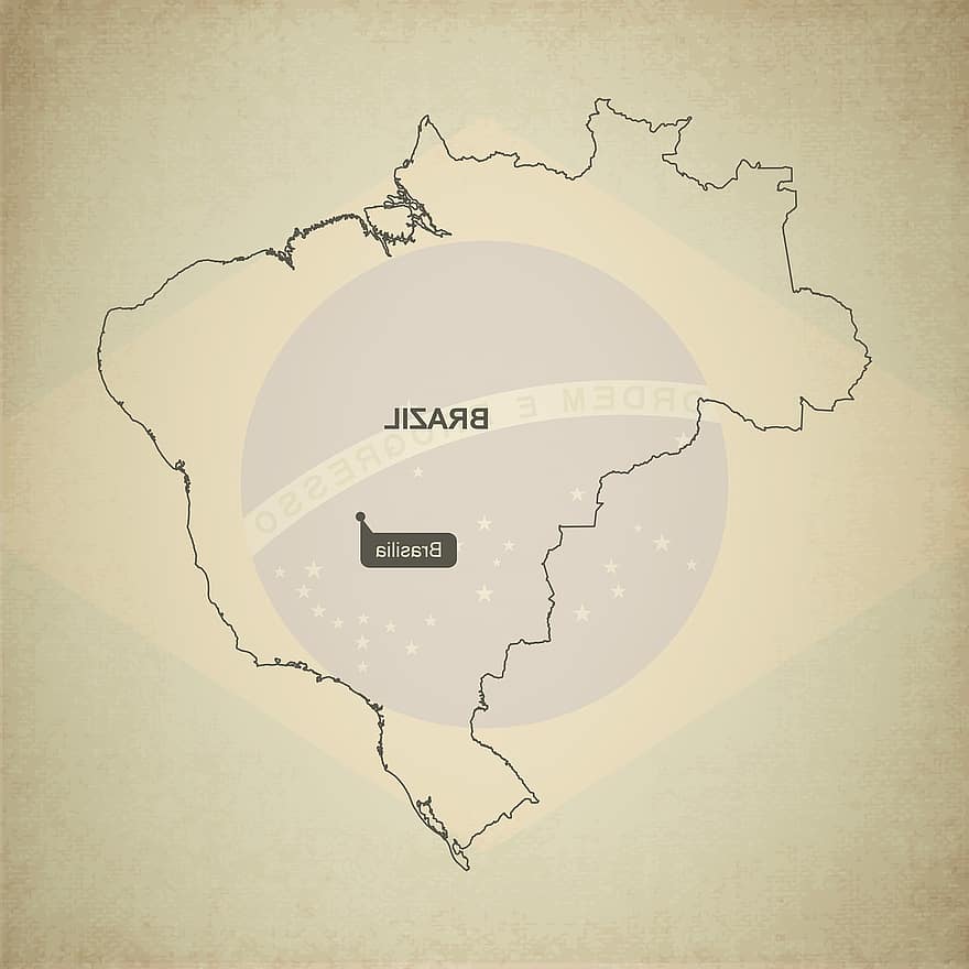 contorno, mapa, Brasil, geografía, país, mapas, Sudamerica, preciso