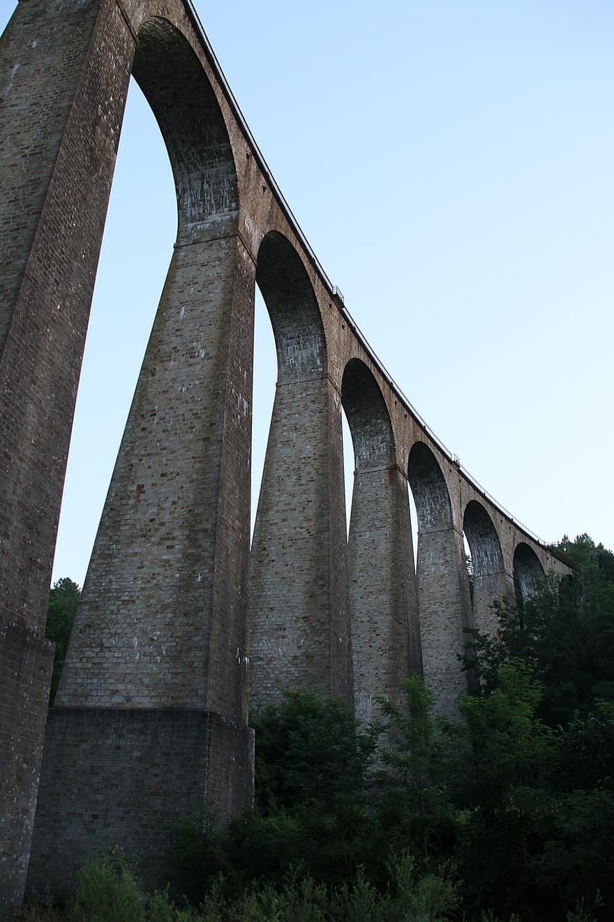viaduct, trein, vervoer-, gard, brug