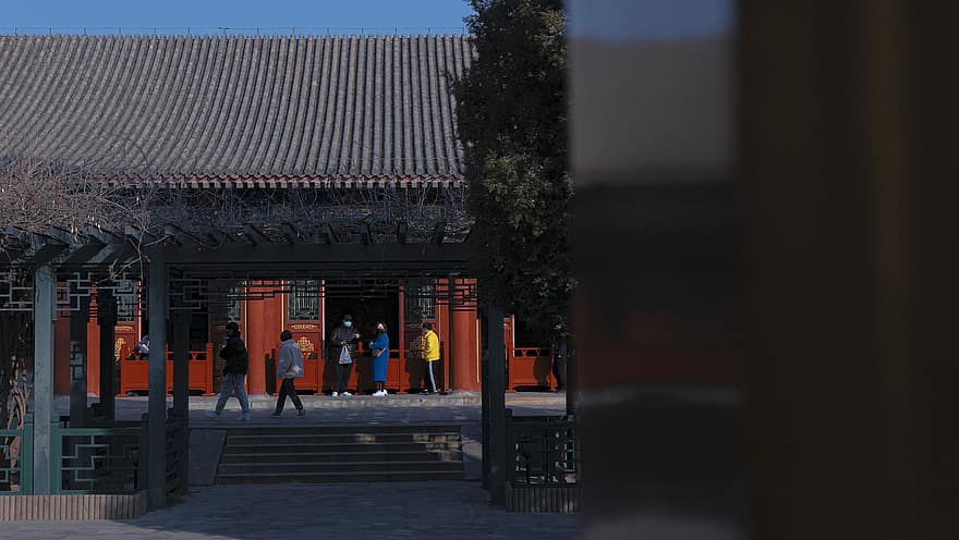 costruzione, giardino, cortile, architettura, ombra, Casa, minimalista, palazzo, storia, Pechino, uomini