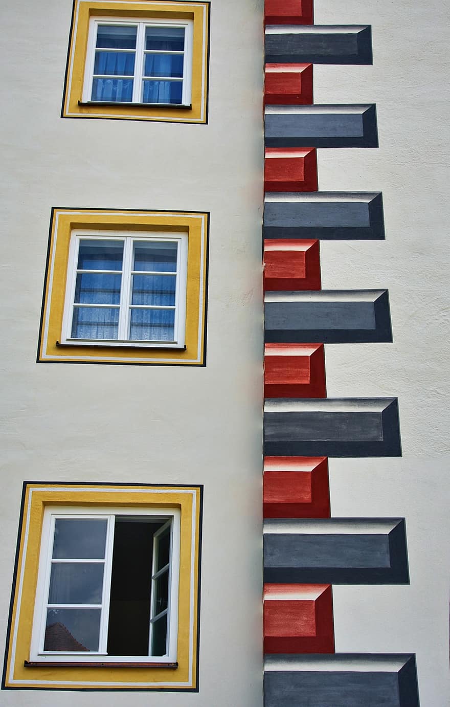 bangunan, Arsitektur, pola, dinding, windows, blok, simetri