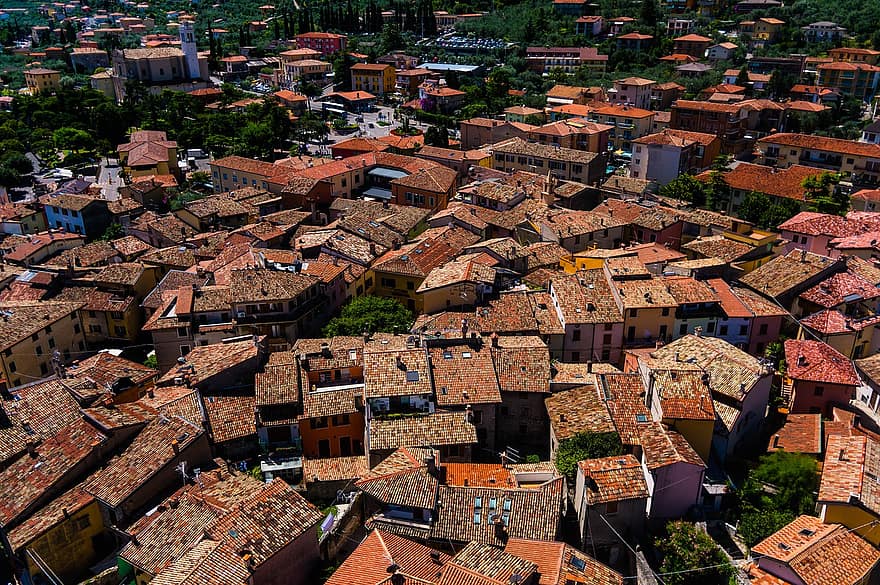 rooftops, acoperișuri, clădiri, oraș, sat, urban, de sus în jos, călătorie