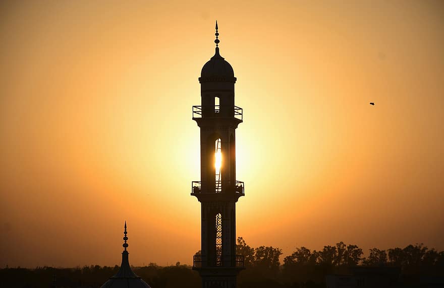 mezquita, puesta de sol, pájaro, Corán, islámico, islam, musulmán, Arábica, cultura, ramadan, religión