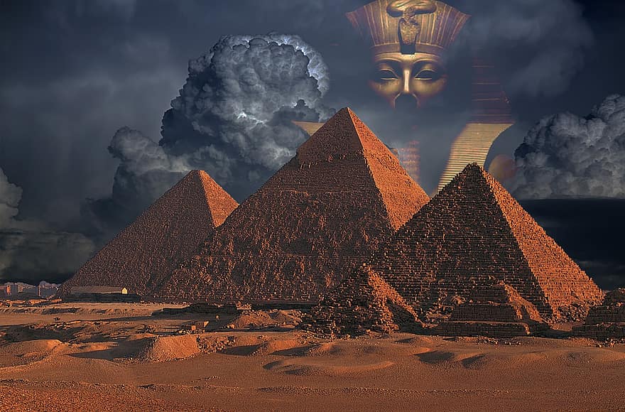 пирамида, природа, древний, Египет
