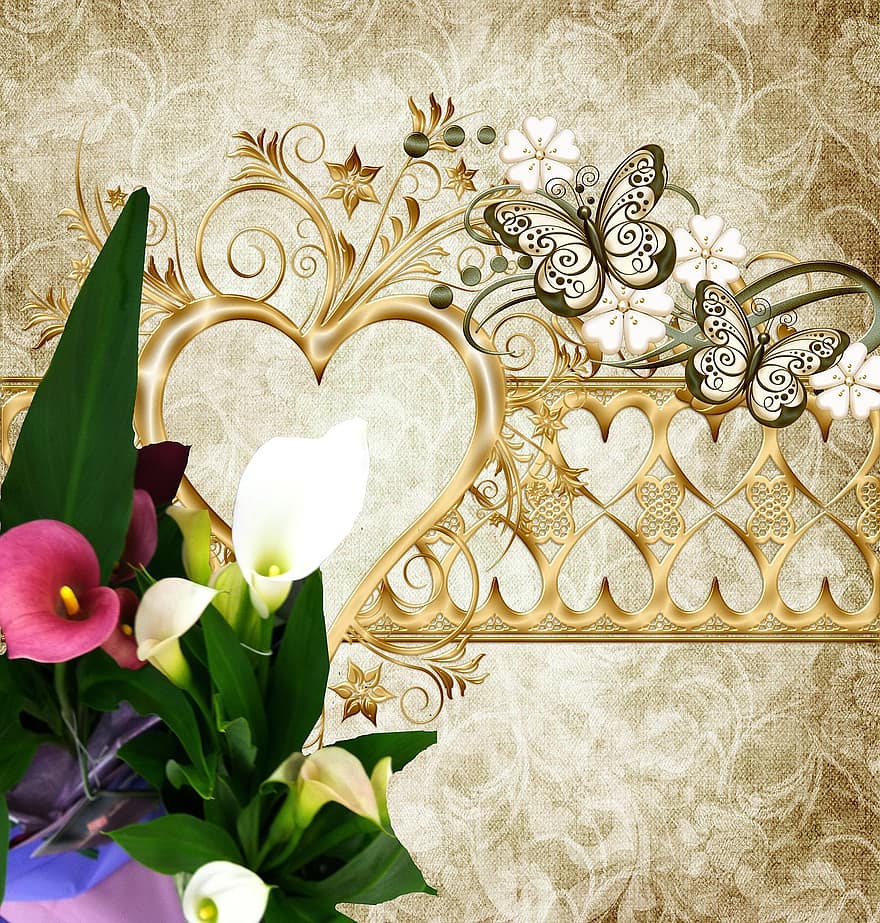 Valentine, Love, Romance, Special Day, Sweetheart, Beautiful, Gold, Floral, Image, Scrapbooking, Forever