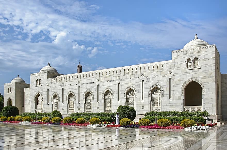 sultan qaboos store moske, Oman, muscat, den vigtigste moské, moske, bygning, dome, arkitektur, religion, islam, muslim