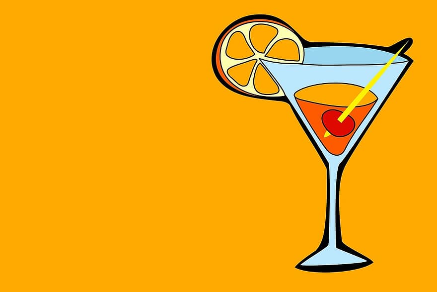 bere, bevanda, cartone animato, bicchiere, alcool, bevanda alcolica, cocktail, succo, Cartone arancione, vetro arancione