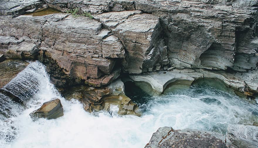водопад, поток, на открытом воздухе, река, горные породы, камни