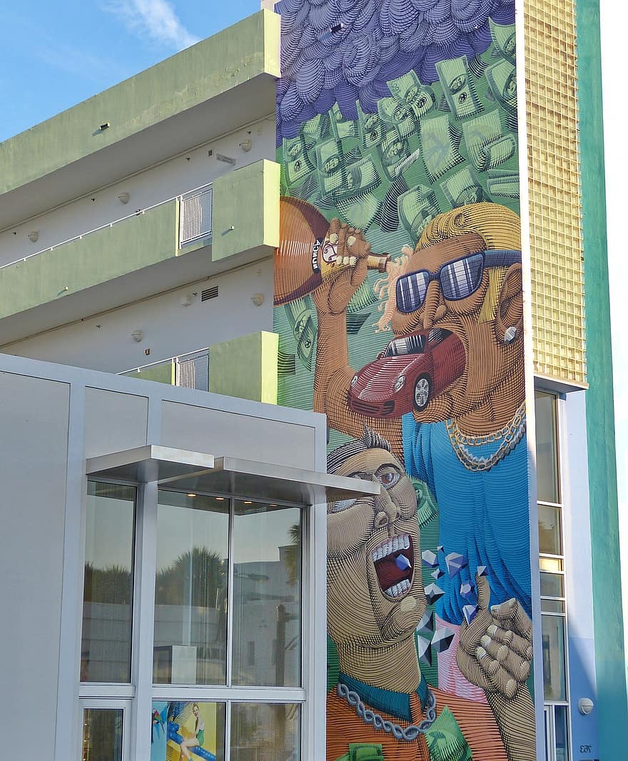 Miami, grafitti, urban kunst, gadekunst, florida, USA, mosaik