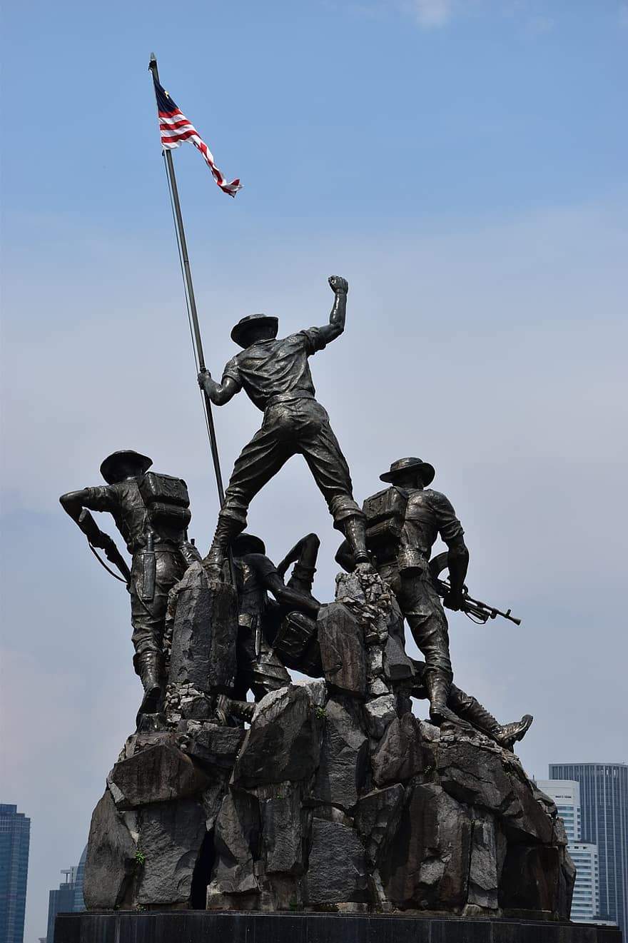 tugu negara, estátua, Malásia, monumento nacional, escultura, exército, vitória, bandeira, forças Armadas, guerra, militares