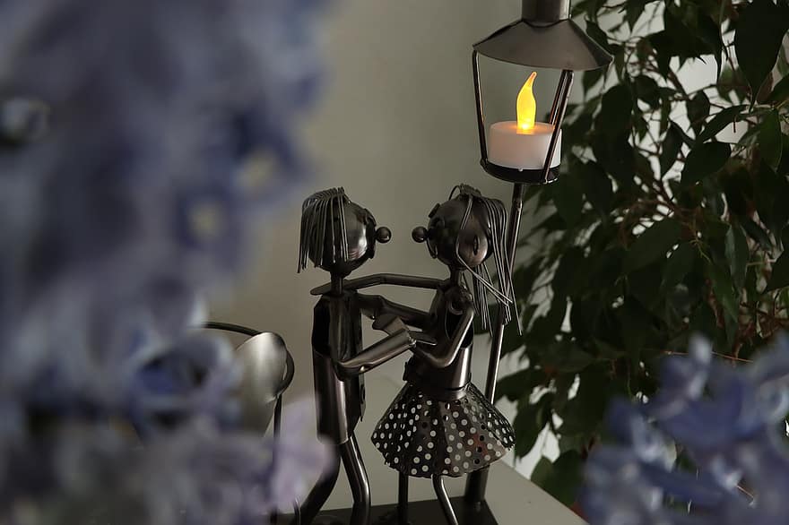 Decoration, Few, Love, Romance, Home, women, men, flower, electric lamp, wood, close-up