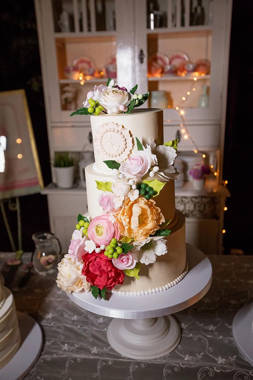 bolo, bolo de casamento, celebração, sobremesa, doce