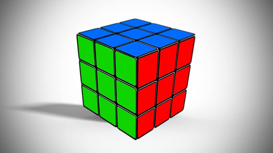 cubo de Rubik, 3d, caja, escritorio, color, diseño