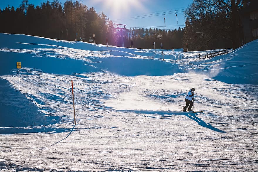 Ски писта, ски зона, карам ски, сняг, спортен, хоби, свободно време, зима, спорт, екстремни спортове, планина