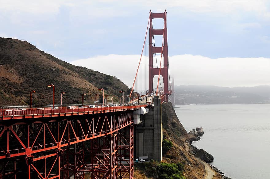 Golden Gate-bron, san francisco, kalifornien, resa, turism, turist attraktion, bro, känt ställe, arkitektur, vatten, transport