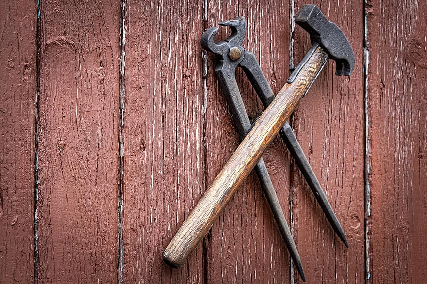 martelo, alicate, ferramenta, metal, fundo, carpintaria, madeira, borda, chave inglesa, ferramenta de trabalho, indústria de construção
