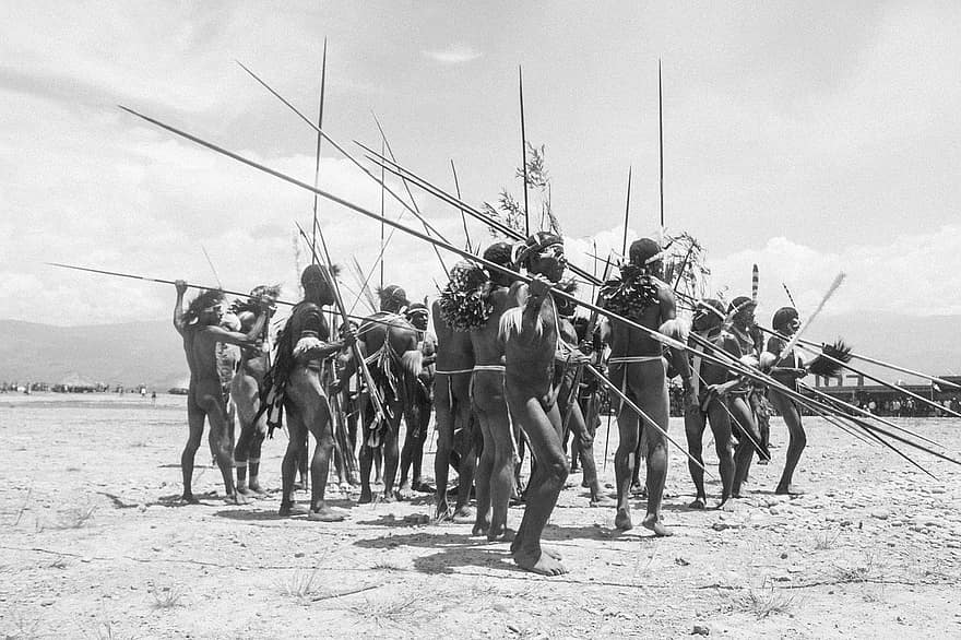 хора, военен, война, заедно, много, племенен, Папуа, westpapua, момчета, култура, танц