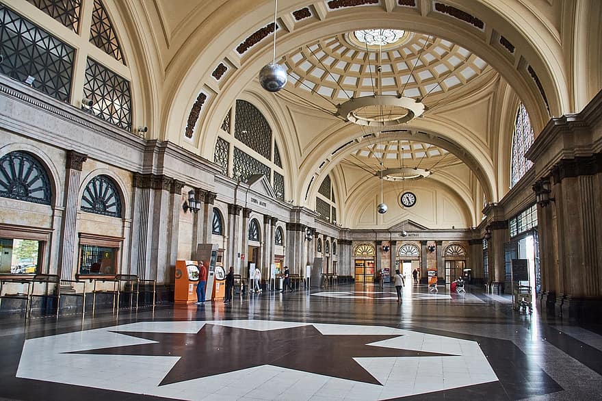 Gare de France, gare, station, Barcelone, architecture, structure, traditionnel, large, hall, bâtiment, conception