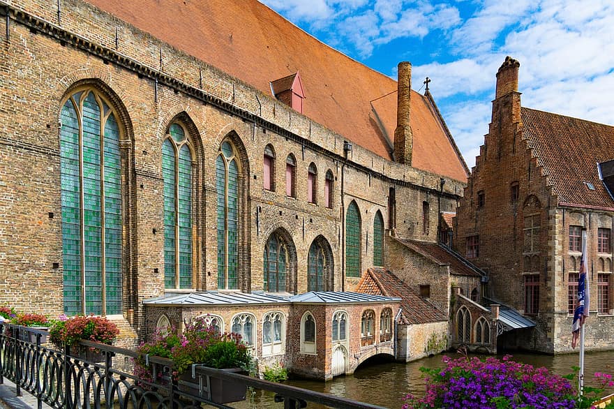Bruges, Belgio, Medioevo, muro di pietra, architettura