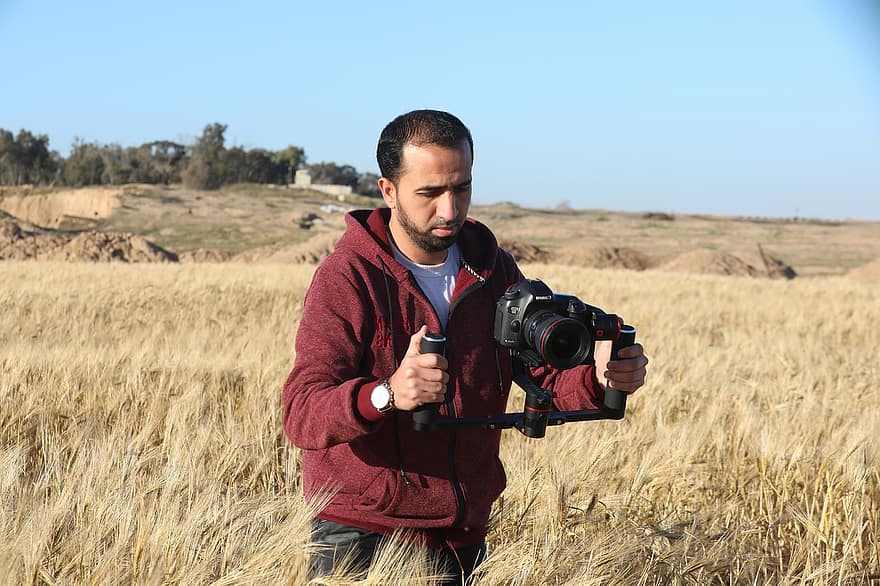 밀밭, 남자, 사진 찍기, 영화 제작, 팔레스타인