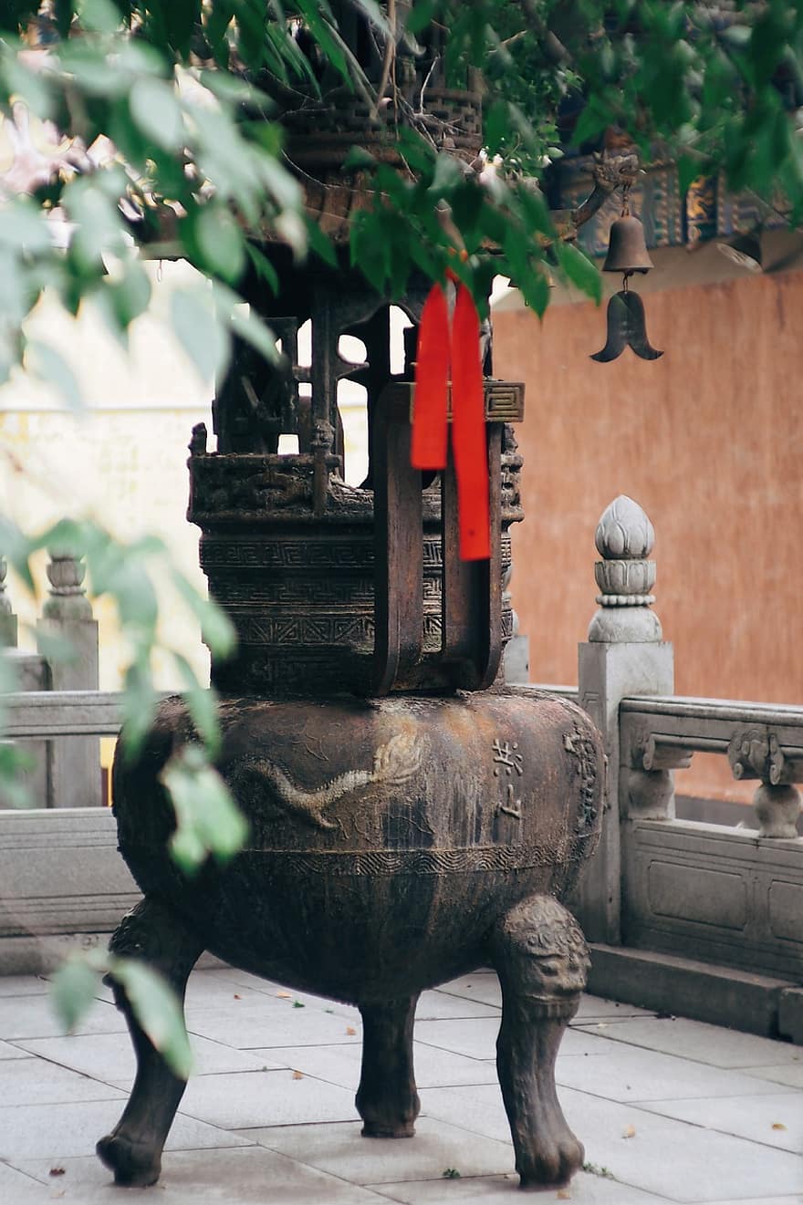 tempel, wierookbrander, Boeddhisme, traditioneel, religie