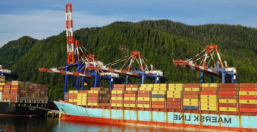 schip, haven, kranen, houder, containerschip, vrachtschip, vervoer-, Verzenden, vrachtcontainer, commercieel dok, vrachtvervoer