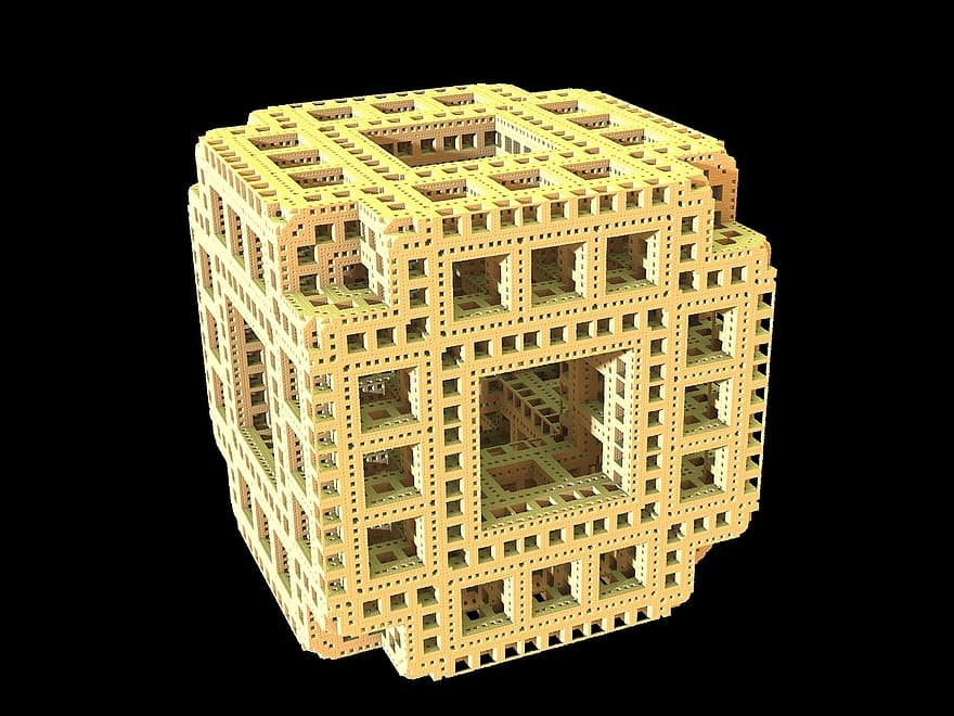 Menger, fractale, le chaos, cube, géométrique, modèle, labyrinthe, éponge, 3d, géométrie, ouvrages d'art
