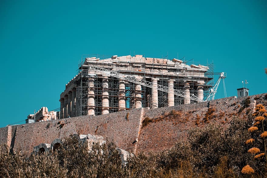 tempel, bygning, kolonner, gammel, monument, Athen, Grækenland, athena, græsk, arkitektur, rejse