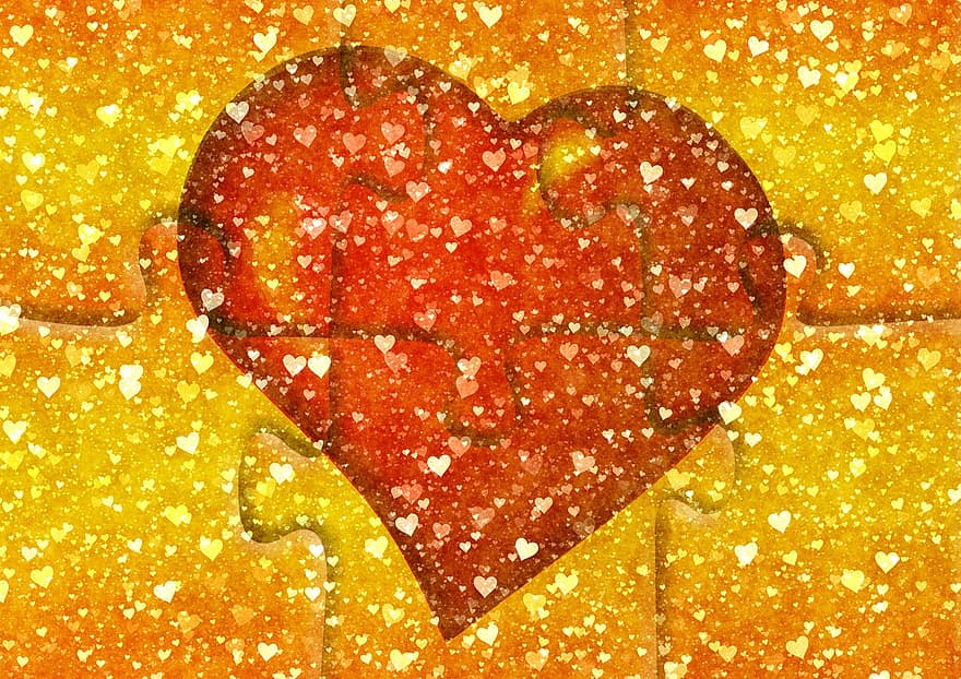 corazón, fondo, papel pintado, rompecabezas, muchos, arreglo, amor, día de San Valentín, modelo, tarjeta de felicitación, mapa