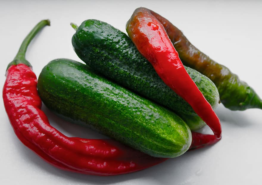 Cucumber, Pepper, Nutrition, Vegetables, Healthy, Green, Diet, Restaurant, Food, Products, Freshness