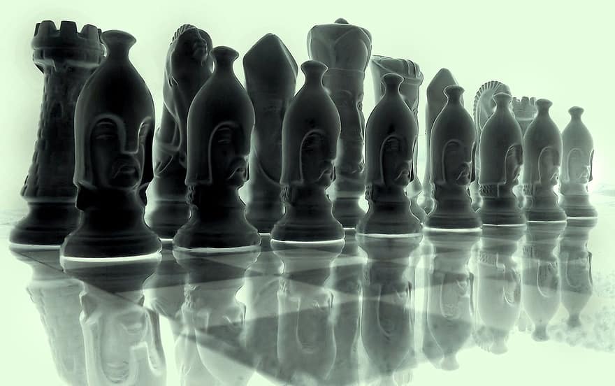 Ajedrez, blanco negro, piezas de ajedrez