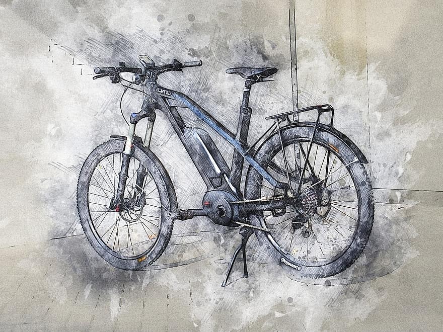 bicicletă, arta fotografiei, ciclu, parcat, vehicul, roți, pedala, ciclism, e-biciclete, graţie, transport