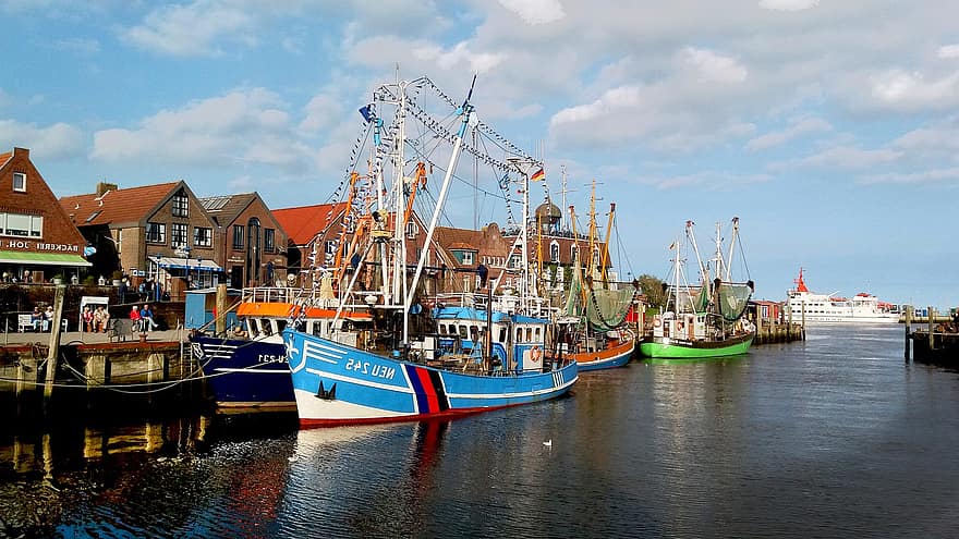 Fishing Boats, Port, North Sea, Cutter, Fishing Vessel, Water, Ship, Fishing, Maritime, Lower Saxony