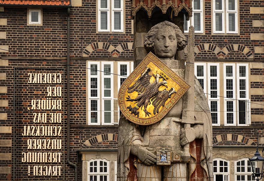 markkinat, patsas, veistos, kuva, Roland, Bremen, historiallinen keskusta, historiallisesti, maamerkki, matkailukohde, julkisivu