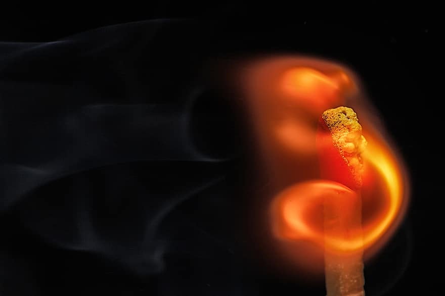 Fire, Flame, Match, Burning, Ignition, Matchstick, natural phenomenon, heat, temperature, close-up, backgrounds