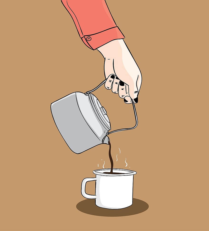 czajnik, Kawa, Puchar, wlać, drink, gorąca kawa, napój, polej, kofeina, arabica, aromatyczny