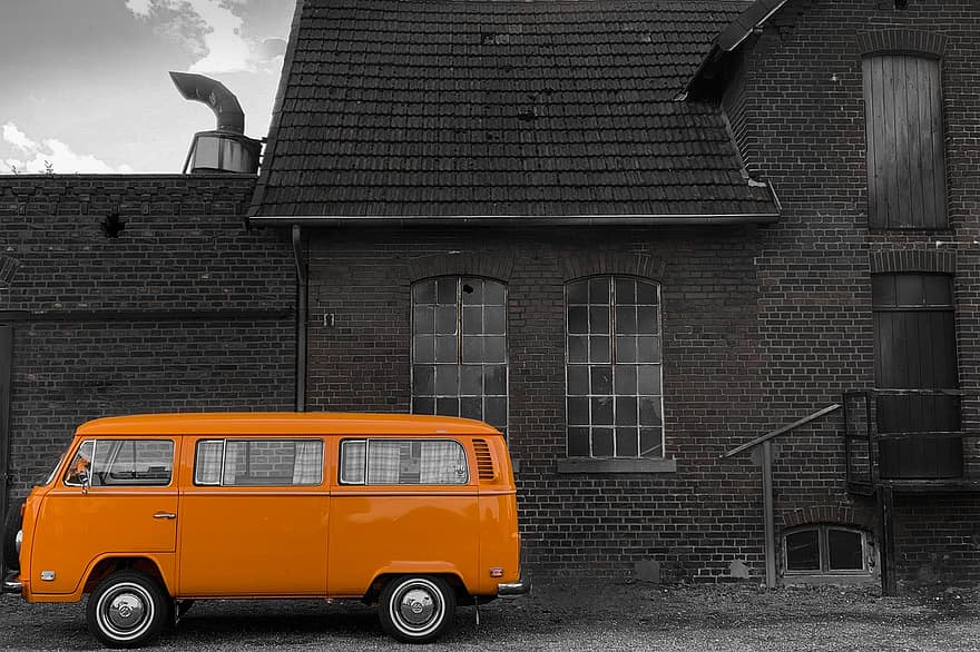 VW автобус, Bulli, t2, фольксваген, ностальгия, автомобильный, автомобиль, оранжевый, машина мечты, промышленность, дым