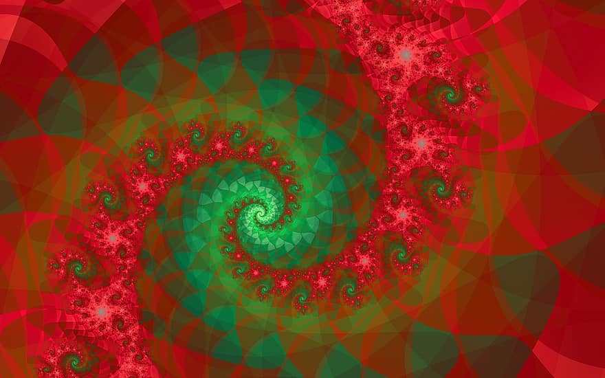 fraktal, kunst, abstrakt, digital kunst, abstrakt kunst, spiralformet, vortex, spin-, rød, grøn