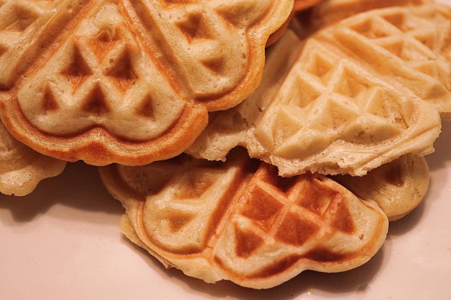 Pastries, Waffles, Breakfast, food, waffle, dessert, sweet food, close-up, freshness, gourmet, stack