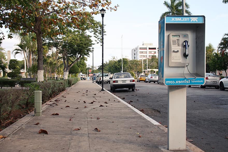 Mexiko, Stadt, Telefonzelle, Straße