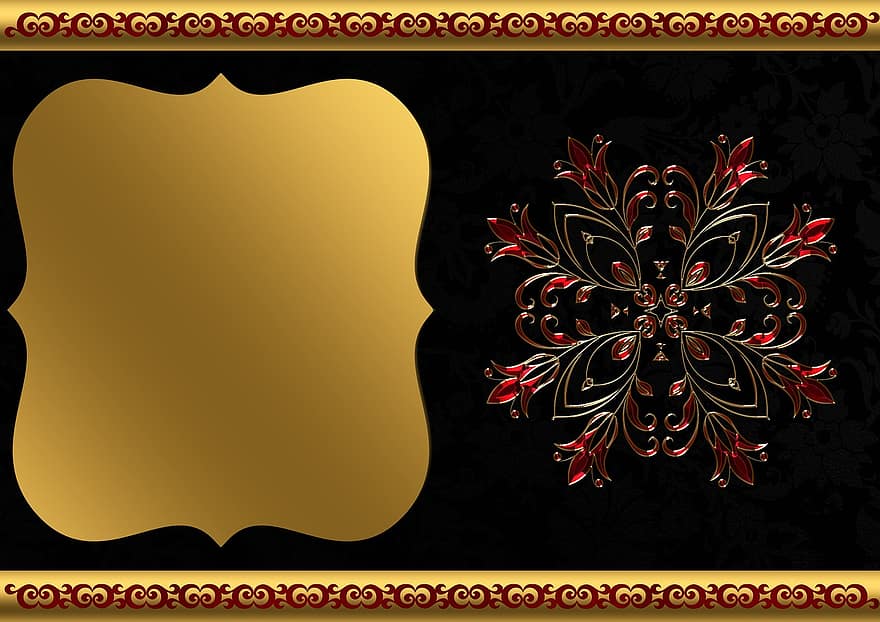 imagine de fundal, aur, cadru, floral, roșu, negru, luciu, caro, mică, strasuri, jucăuş