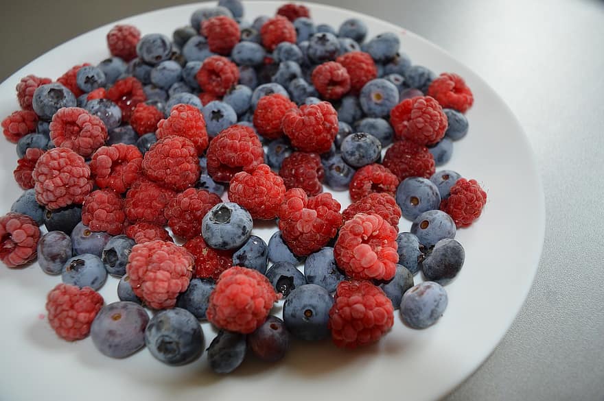 果物、ラズベリー、ブルーベリー、果実、フード、新鮮な、ビタミン、健康、栄養