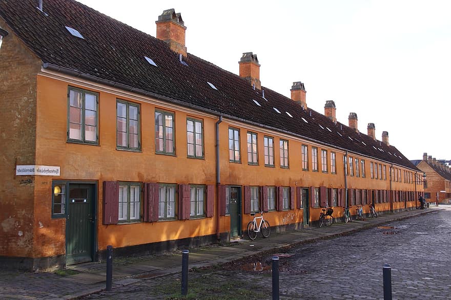 nyboder, ilçe, kasaba, köy, barınak, Kopenhag, özellik, ev, pencereler, cephe, tarihi