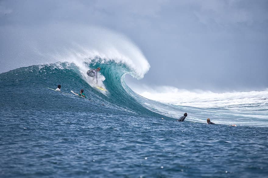 surf, surfing, store bølger, surferen, sprut, hav, Strand