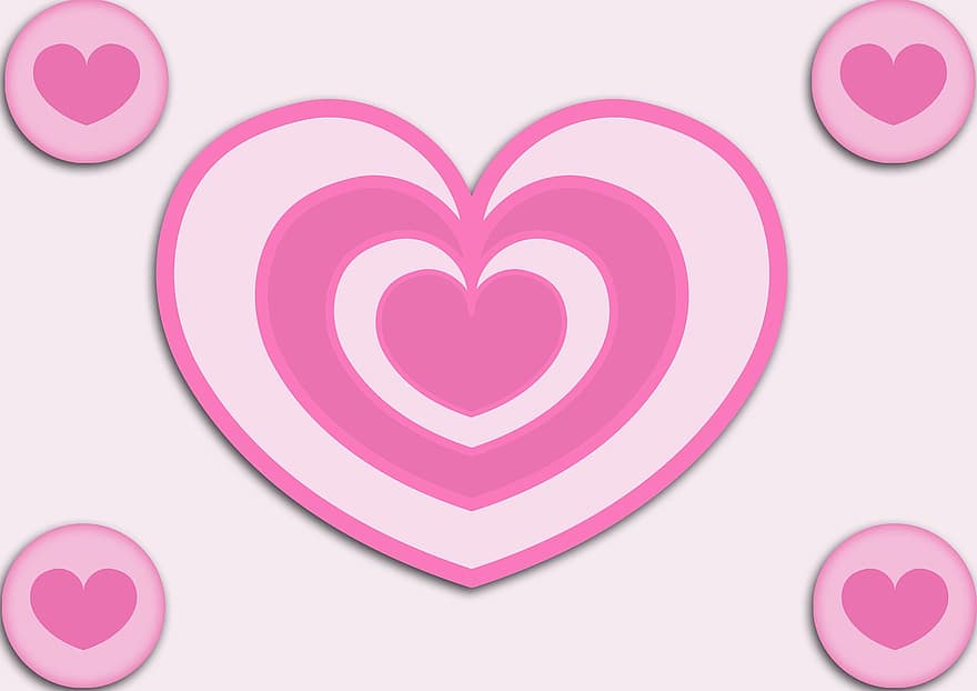 jantung, berwarna merah muda, cinta, merah, dekoratif, simbolis, bentuk hati, riang, penuh kasih, hari Valentine, keterhubungan
