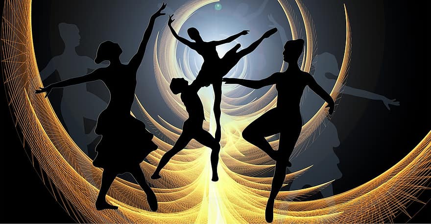 ballet, ballarins, dona, siluetes, dansa, coreografia, moviment, grazie, gràcia, fons, ombra