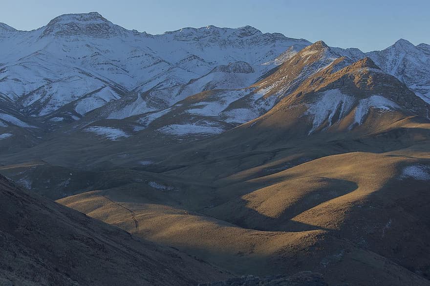 berg, summit, snö, vinter-, landskap, topp, natur, solnedgång, tafresh, Markazi-provinsen, bergstopp
