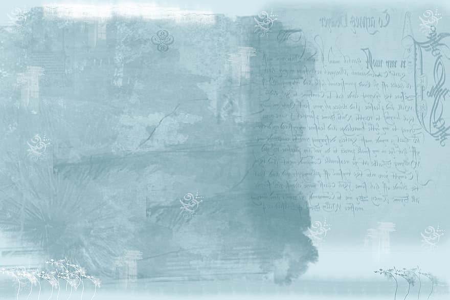brief, wijnoogst, blauw, achtergrond, behang, taling, dagboek, papier, schrift, verschoten, droom