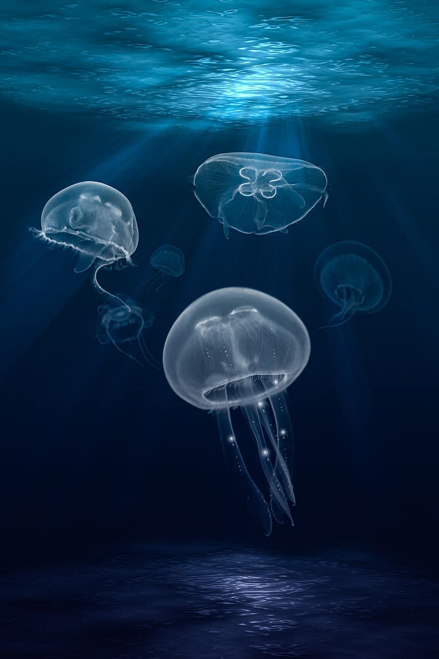 meduses, marí, criatura, espècies, oceà, mar