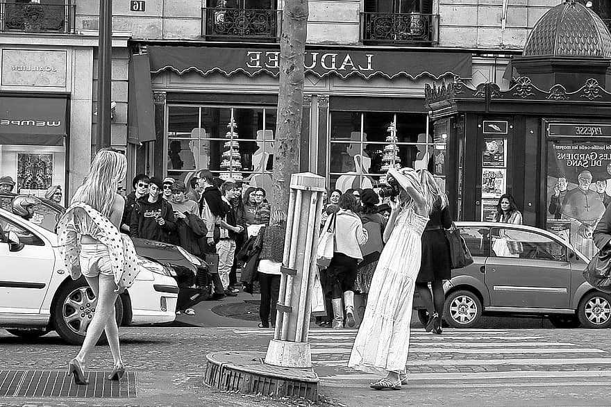 Marilyn Monroe, sessão de fotos, modelo, saias, vento, Paris, cortando o tráfego