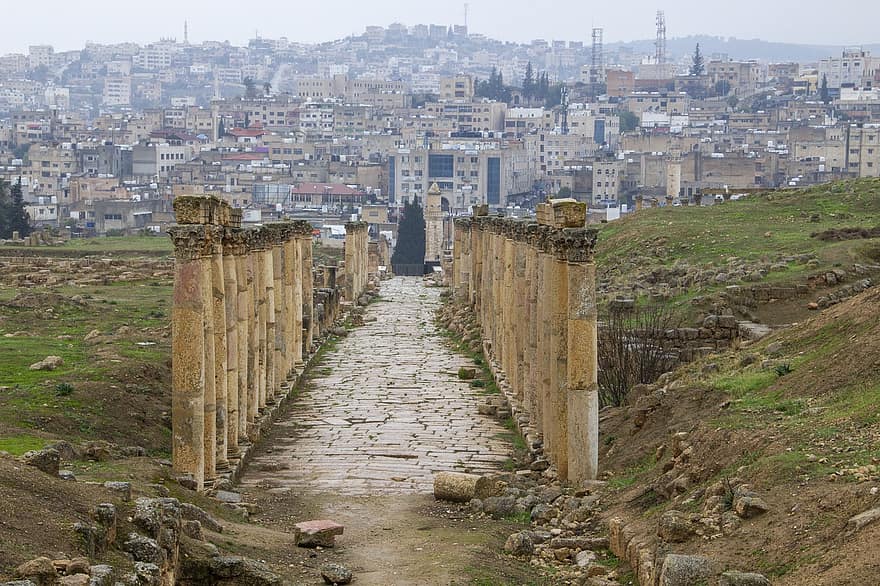 Jordán, jerash, ruiny, turistická atrakce, architektura, panoráma města, slavné místo, cestovat, stavba, Dějiny, cestovní ruch